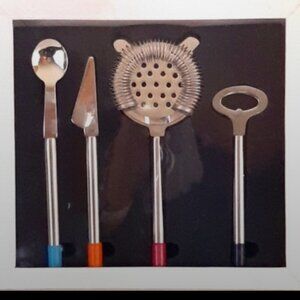 Royal Doulton Metal Mixing Bar Set Drinks cocktail party entertain 4 pc set NWT